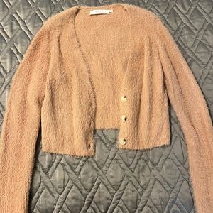 ASTR Light Pink Cardigan & Crop Tank